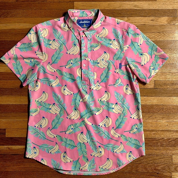 chubbies Other - Chubbies Medium Pink Chiquita Banana and Leaf Print Men's Shirt